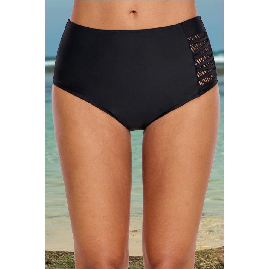 Plus Size Lace Detail Low Waist Swim Brief Black / L Apparel and Accessories