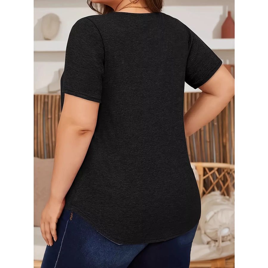 Plus Size Lace Detail Short Sleeve Top Apparel and Accessories