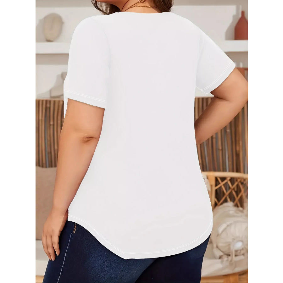 Plus Size Lace Detail Short Sleeve Top Apparel and Accessories