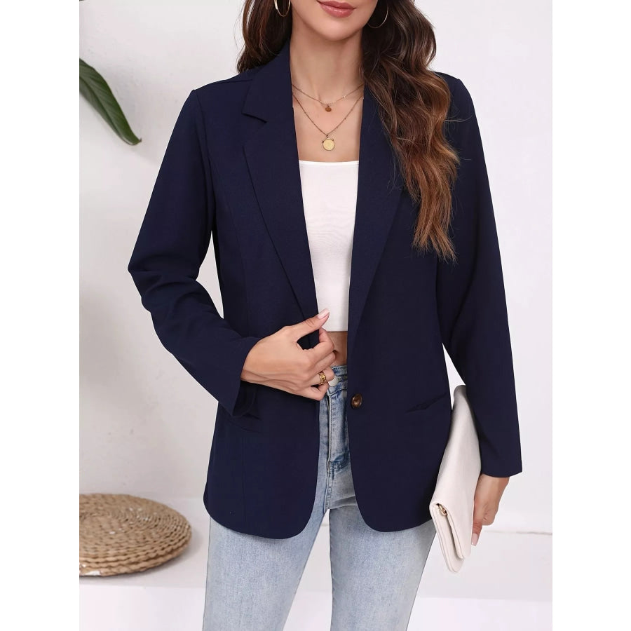 Plus Size Lapel Collar Single-Button Blazer Apparel and Accessories