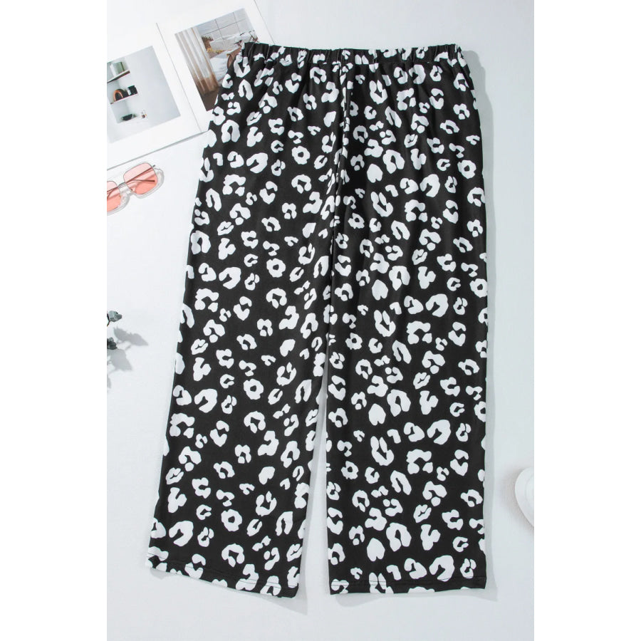 Plus Size Leopard Elastic Waist Pants Apparel and Accessories