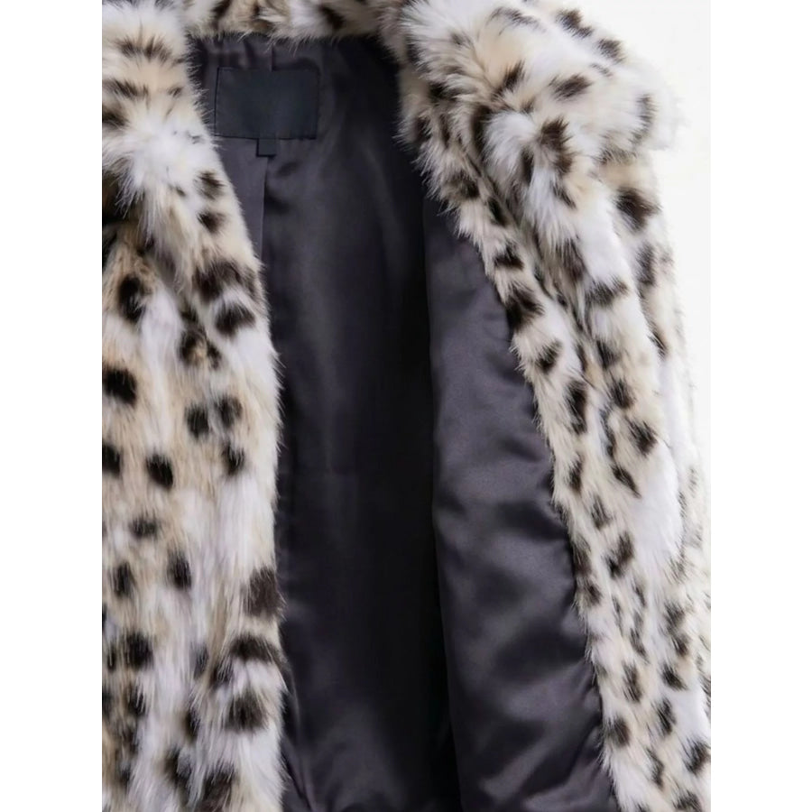 Plus Size Leopard Print Faux Fur Cropped Outerwear Apparel and Accessories