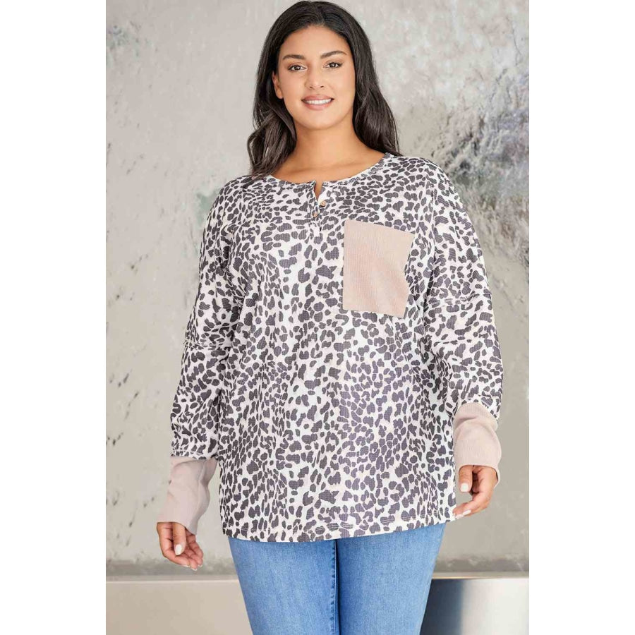 Plus size cheap leopard print sweatshirt