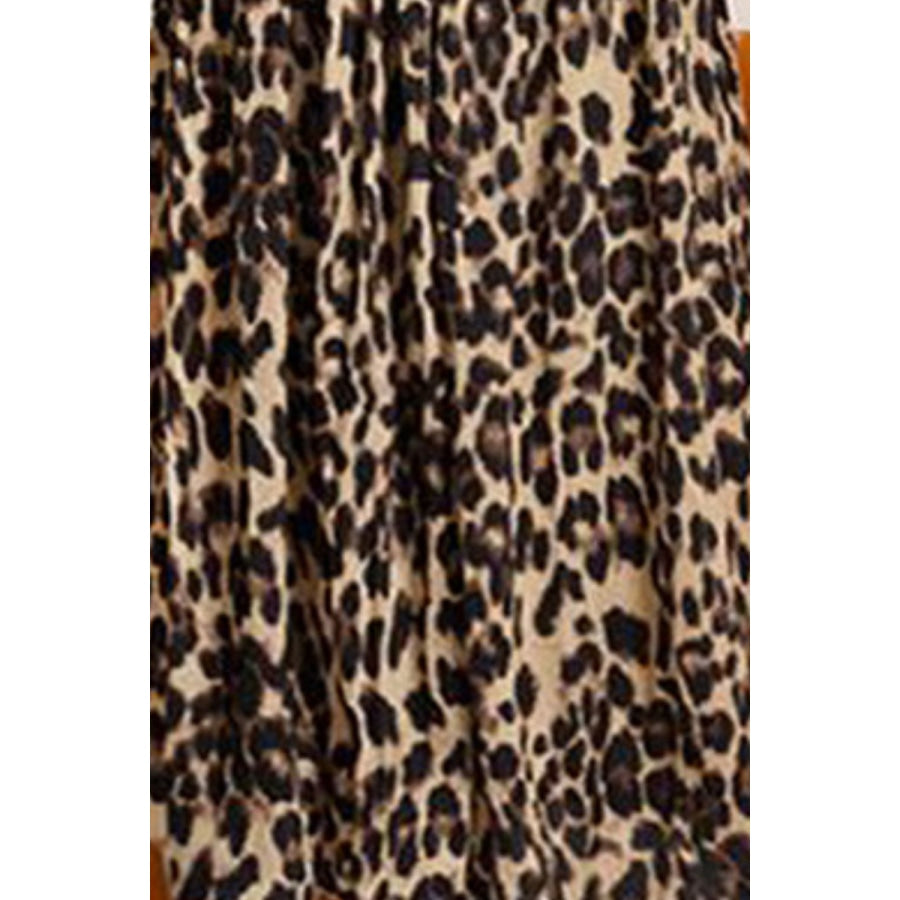 Plus Size Leopard Print Midi Skirt