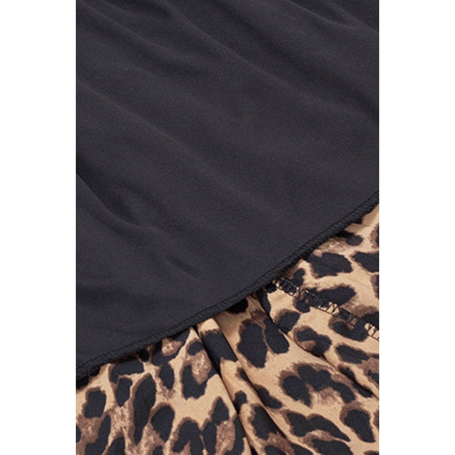 Plus Size Leopard Print Midi Skirt