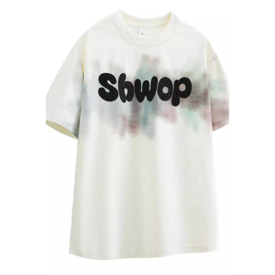 Plus Size Letter Graphic Short Sleeve T-Shirt Beige / M Apparel and Accessories