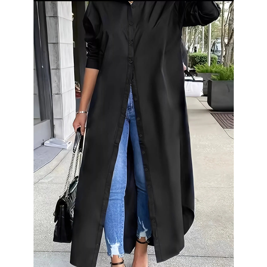 Plus Size Longline Button-Down Shirt Apparel and Accessories