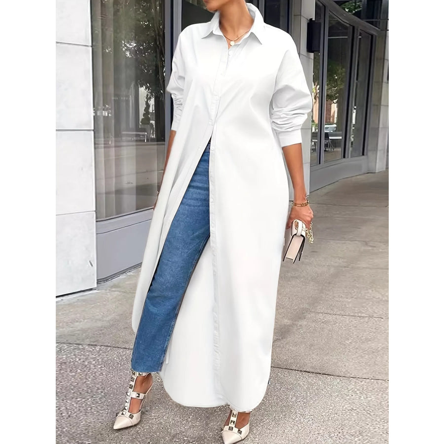 Plus Size Longline Button-Down Shirt Apparel and Accessories