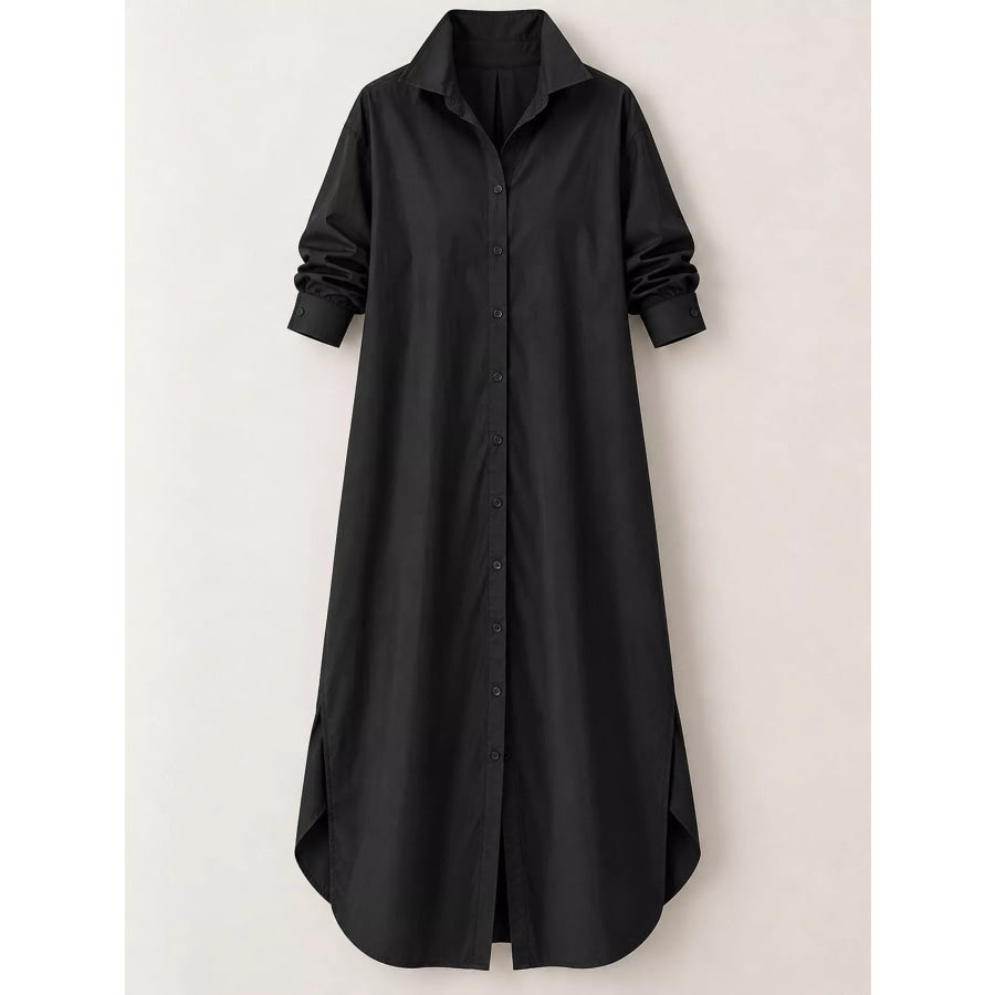 Plus Size Longline Button-Down Shirt Apparel and Accessories