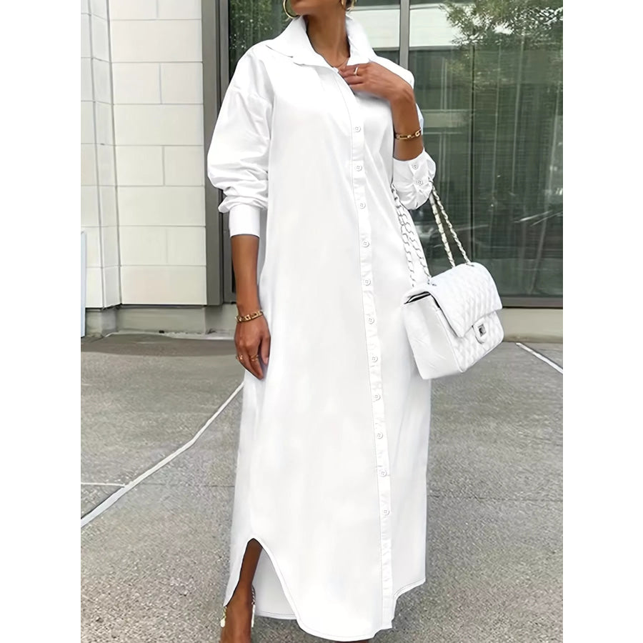 Plus Size Longline Button-Down Shirt Apparel and Accessories