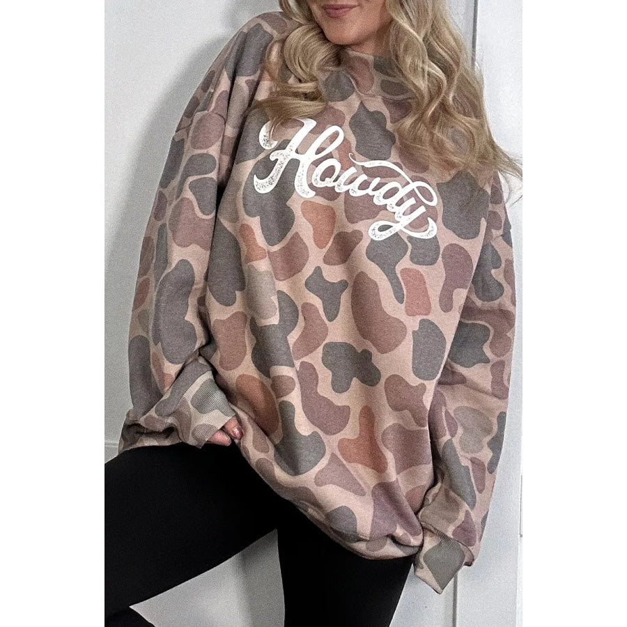 Plus Size Multicolour Camouflage Western Graphic Sweatshirt Apparel and Accessories