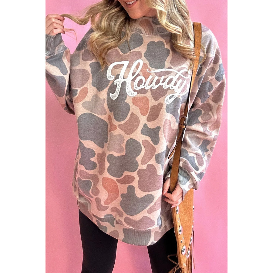 Plus Size Multicolour Camouflage Western Graphic Sweatshirt Apparel and Accessories