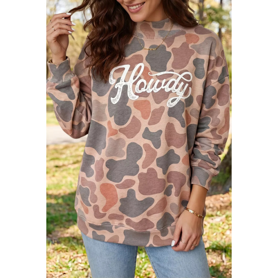 Plus Size Multicolour Camouflage Western Graphic Sweatshirt Apparel and Accessories