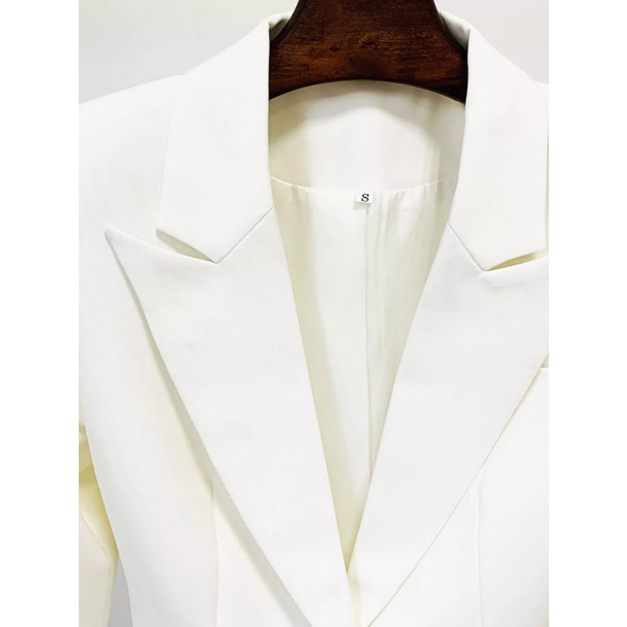 Plus Size One-Button Blazer and Flared Pants Set Apparel Accessories