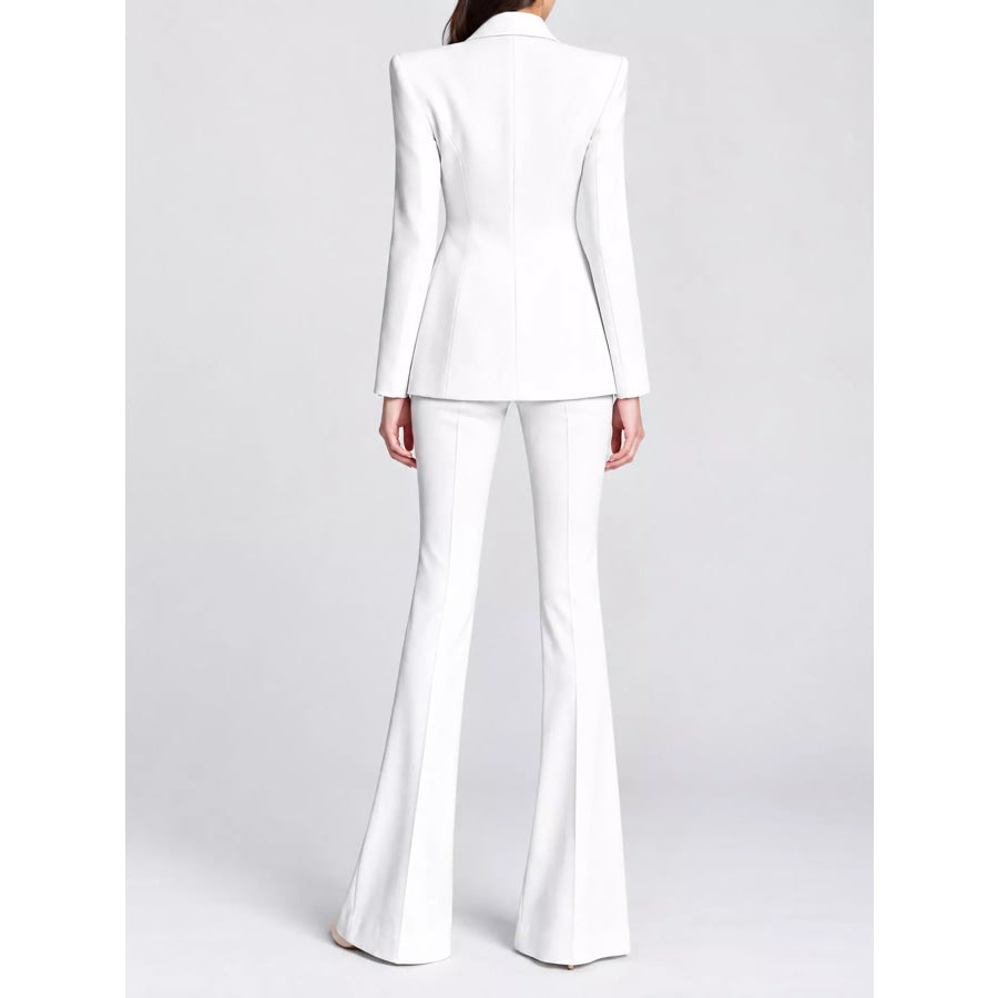 Plus Size One-Button Blazer and Flared Pants Set Apparel Accessories