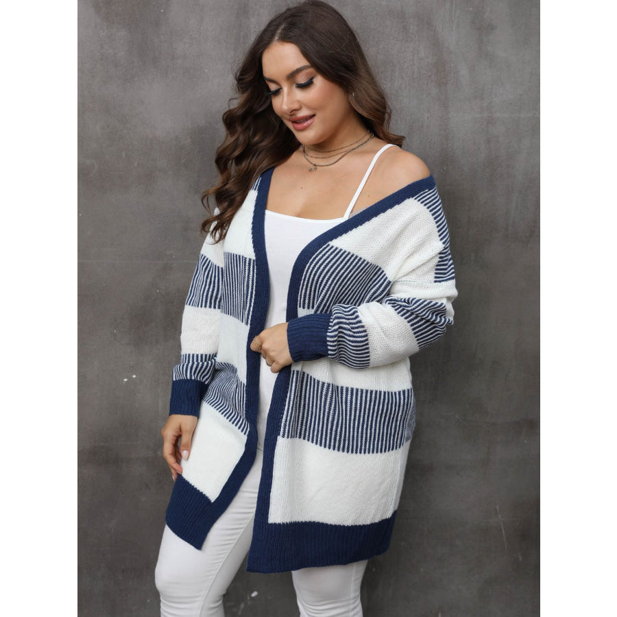 Plus Size Open Front Long Sleeve Cardigan Apparel and Accessories