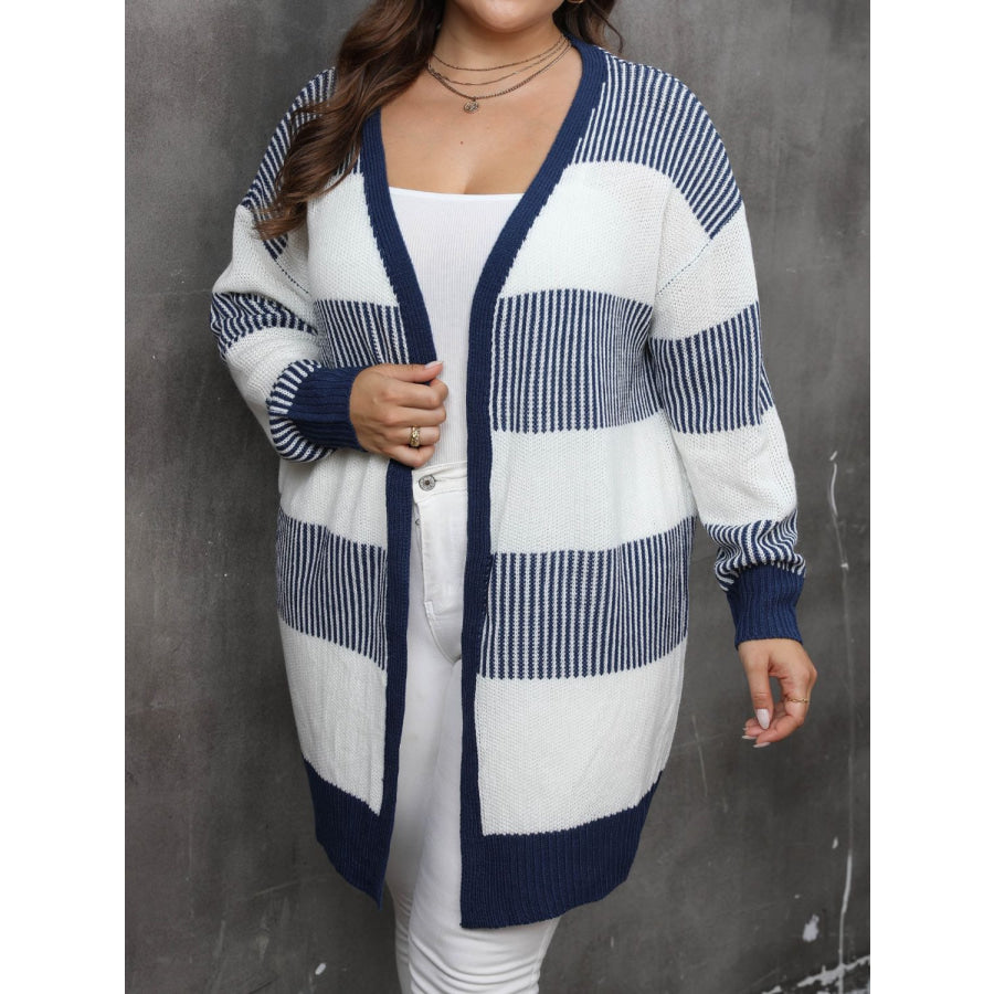 Plus Size Open Front Long Sleeve Cardigan Apparel and Accessories