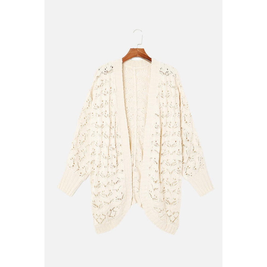 Plus Size Open Front Long Sleeve Cardigan Cream / 1XL Clothing