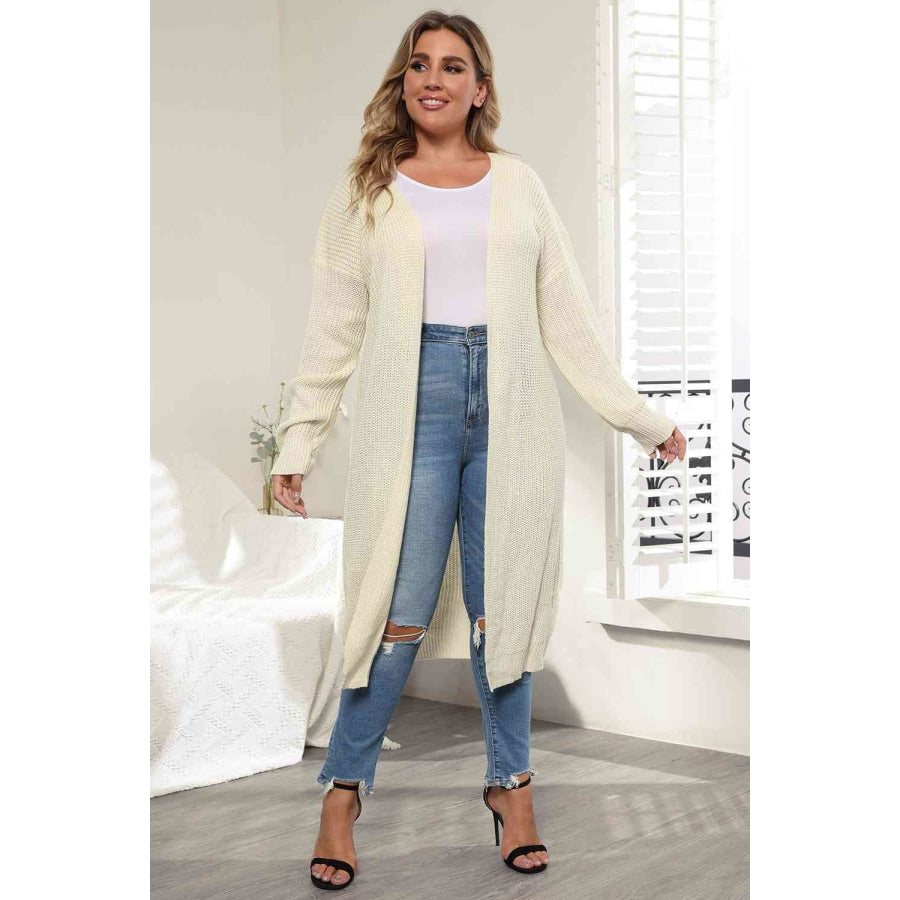 Plus Size Open Front Long Sleeve Cardigan