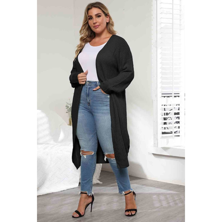 Plus Size Open Front Long Sleeve Cardigan