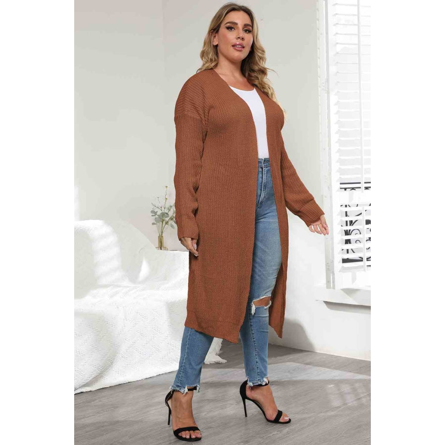 Plus Size Open Front Long Sleeve Cardigan