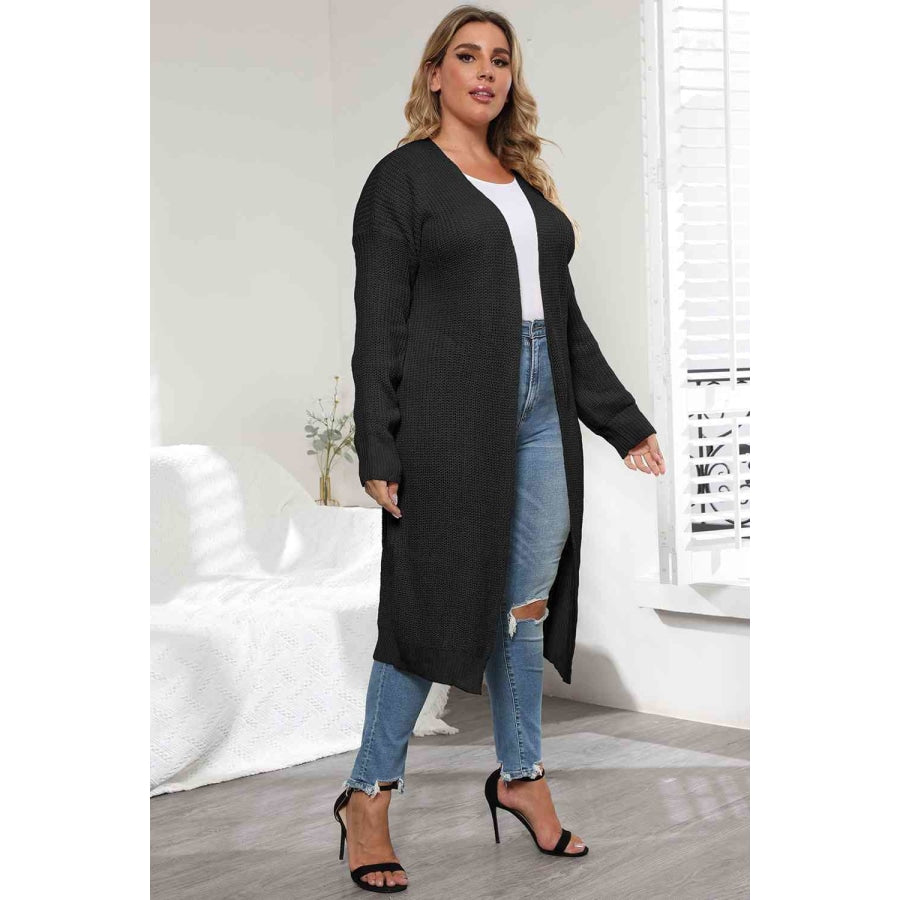 Plus Size Open Front Long Sleeve Cardigan