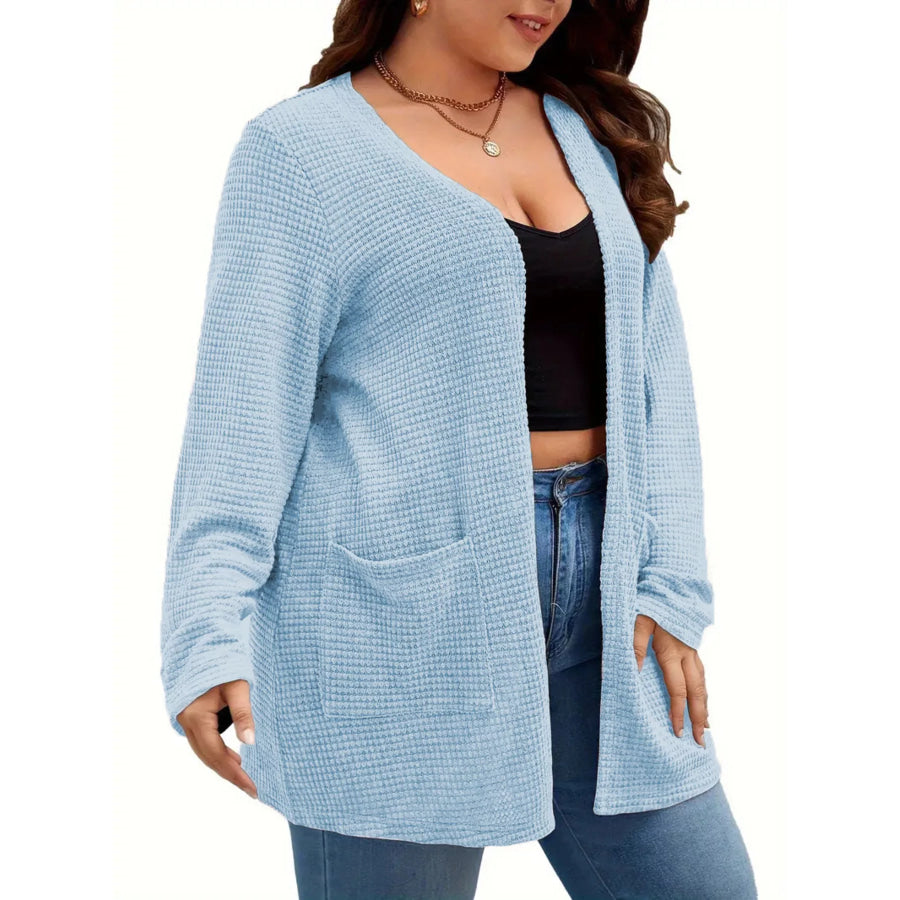 Plus Size Open Front Long Sleeve Knit Cardigan Apparel and Accessories