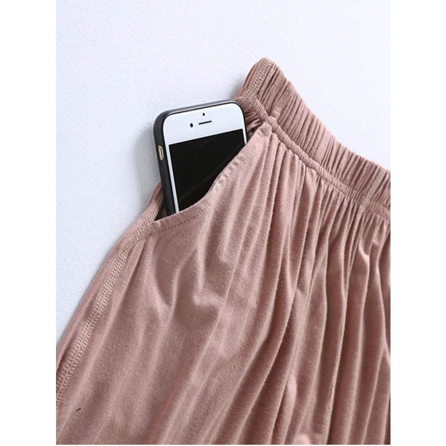 Plus Size Padded Round Neck Modal T-Shirt and Shorts Set Apparel and Accessories