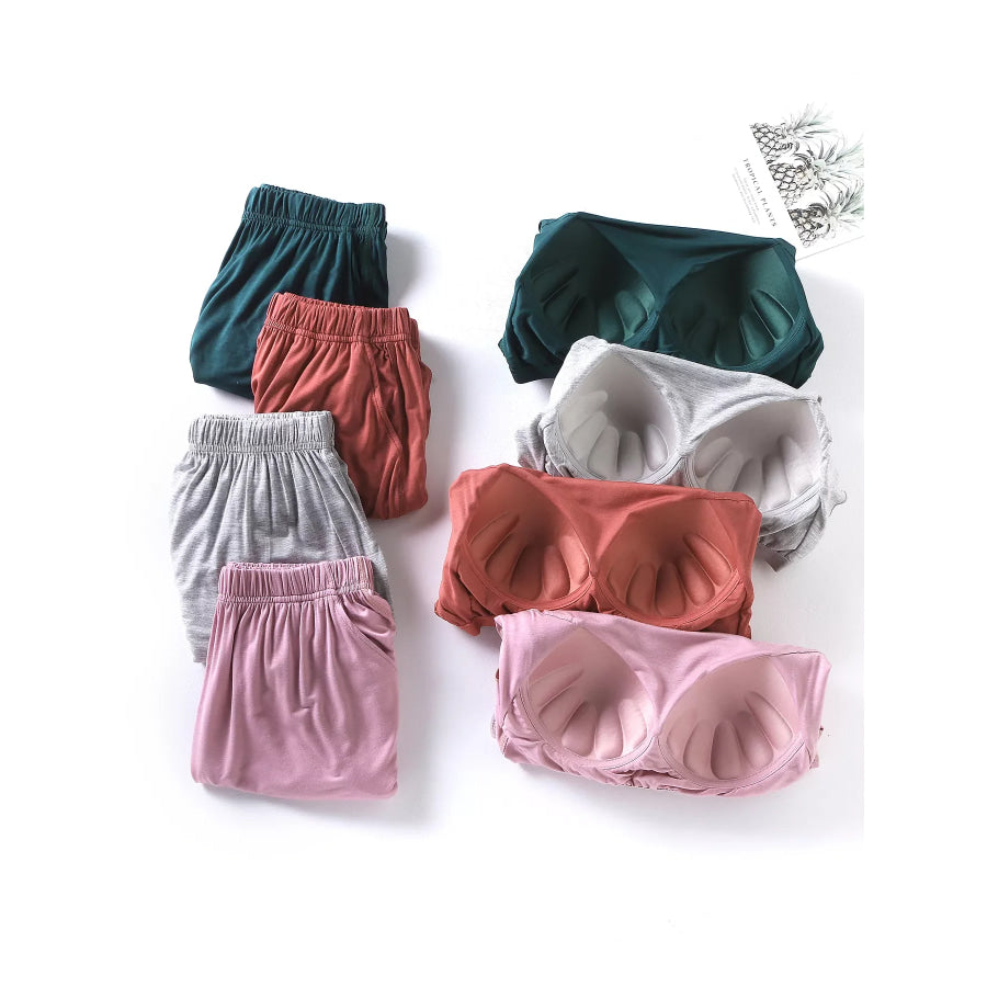 Plus Size Padded Round Neck Modal T-Shirt and Shorts Set Apparel and Accessories
