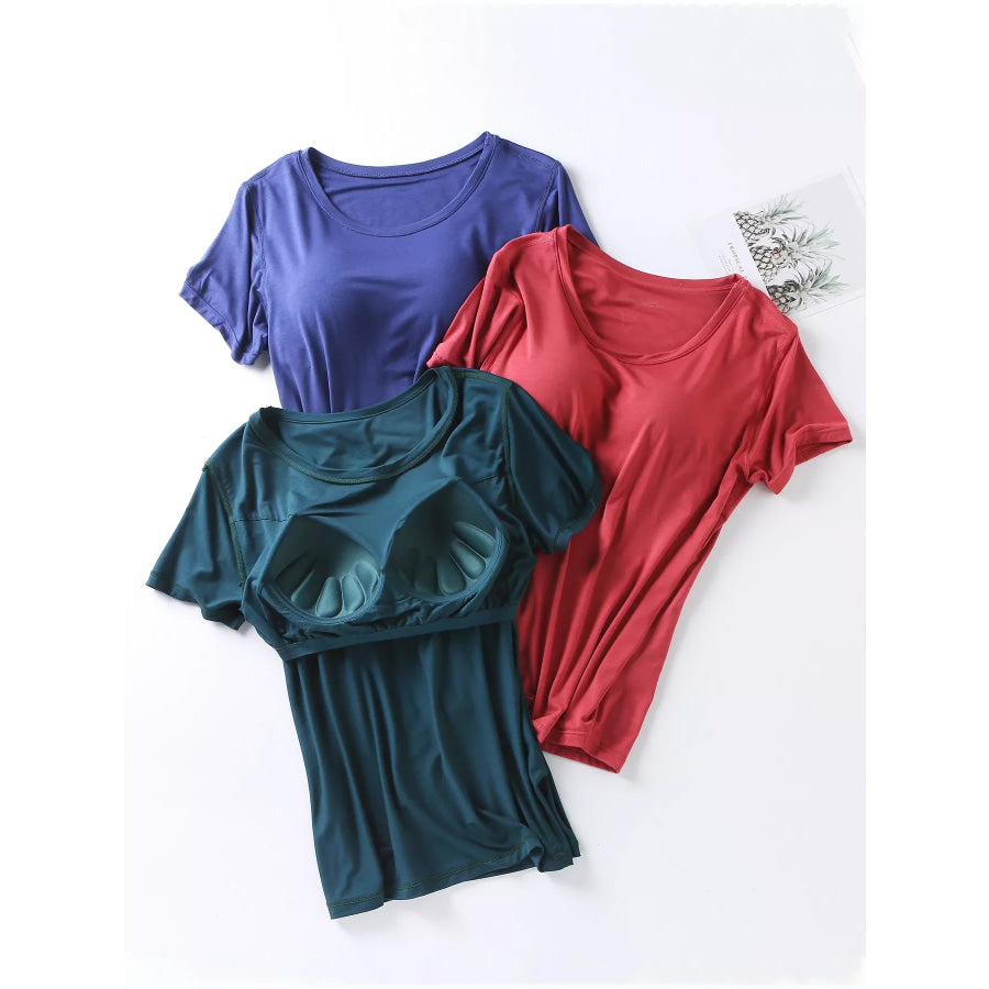 Plus Size Padded Round Neck Modal T-Shirt and Shorts Set Apparel and Accessories