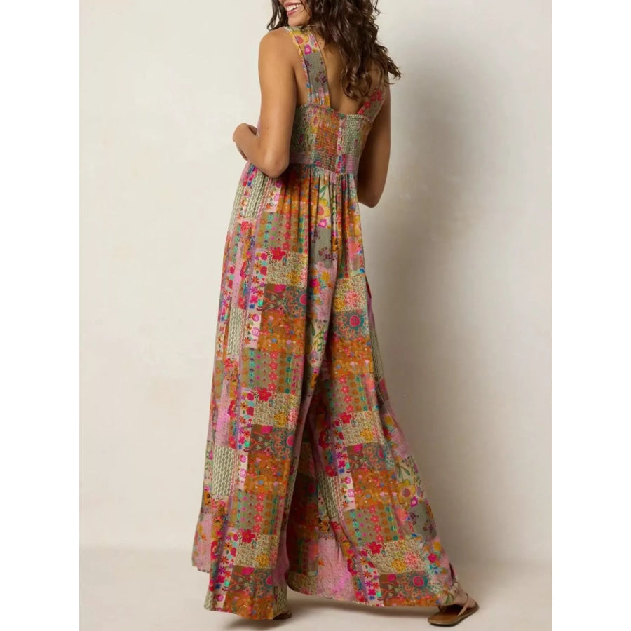 Plus Size Patchwork Wide-Leg Jumpsuit Apparel and Accessories