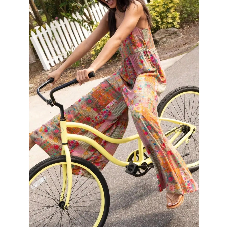 Plus Size Patchwork Wide-Leg Jumpsuit Apparel and Accessories