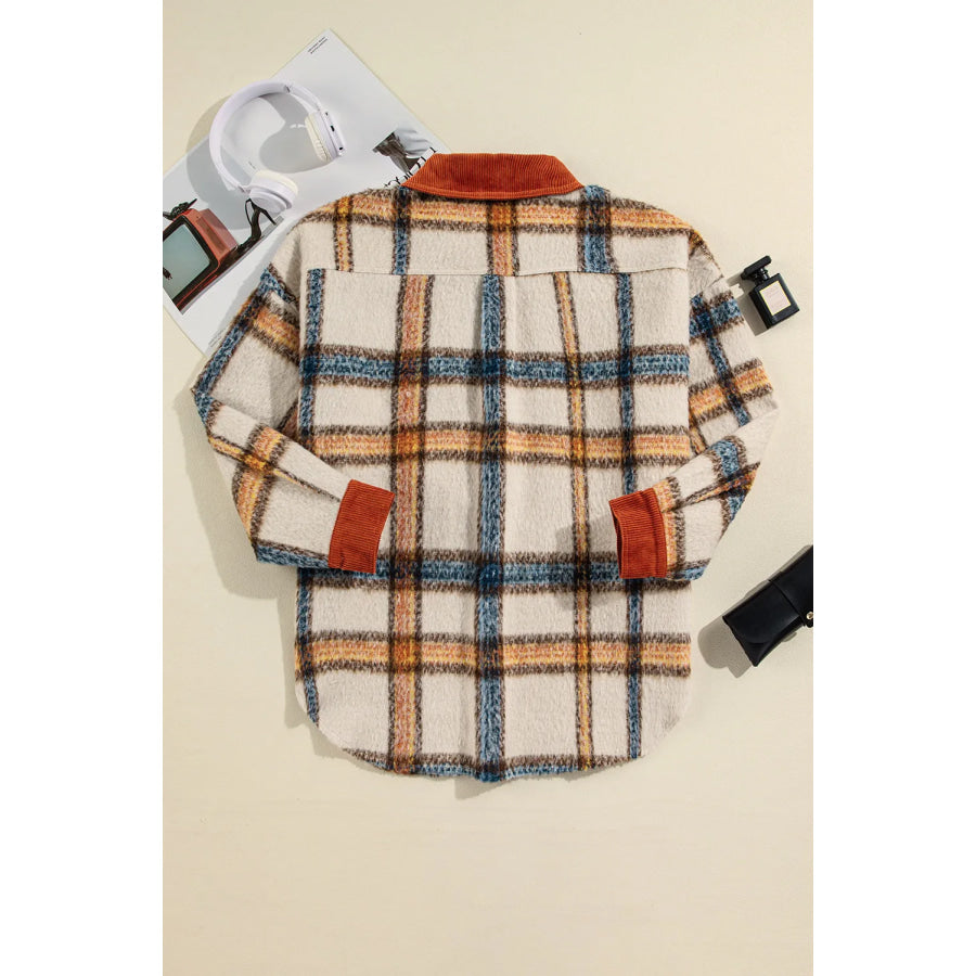 Plus Size Plaid Button Down Jacket Apparel and Accessories