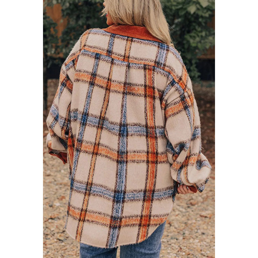 Plus Size Plaid Button Down Jacket Apparel and Accessories