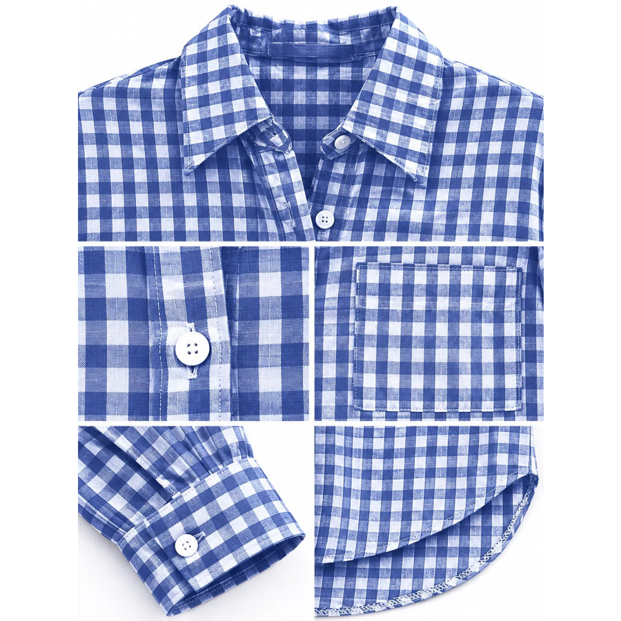 Plus Size Plaid Button-Down Long Sleeve Shirt Apparel and Accessories