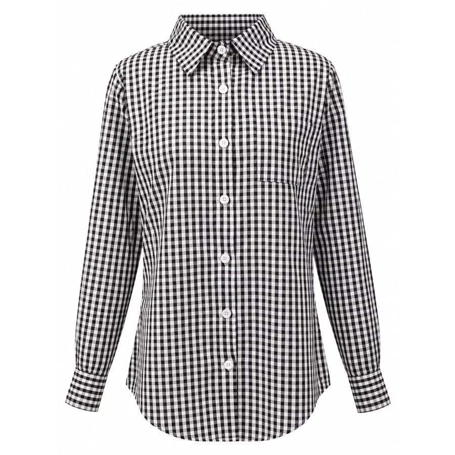 Plus Size Plaid Button-Down Long Sleeve Shirt Apparel and Accessories