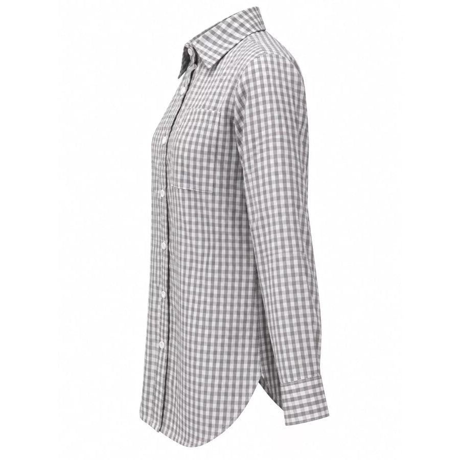 Plus Size Plaid Button-Down Long Sleeve Shirt Apparel and Accessories