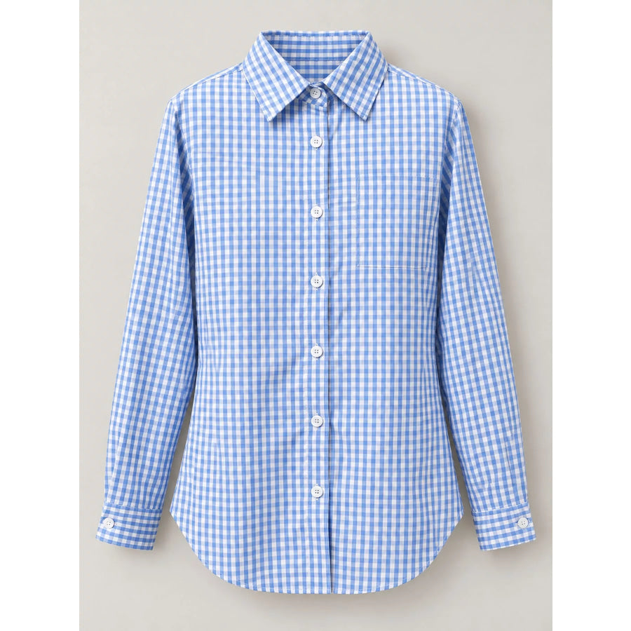 Plus Size Plaid Button-Down Long Sleeve Shirt Apparel and Accessories
