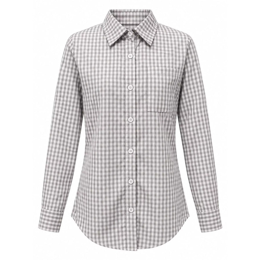 Plus Size Plaid Button-Down Long Sleeve Shirt Apparel and Accessories