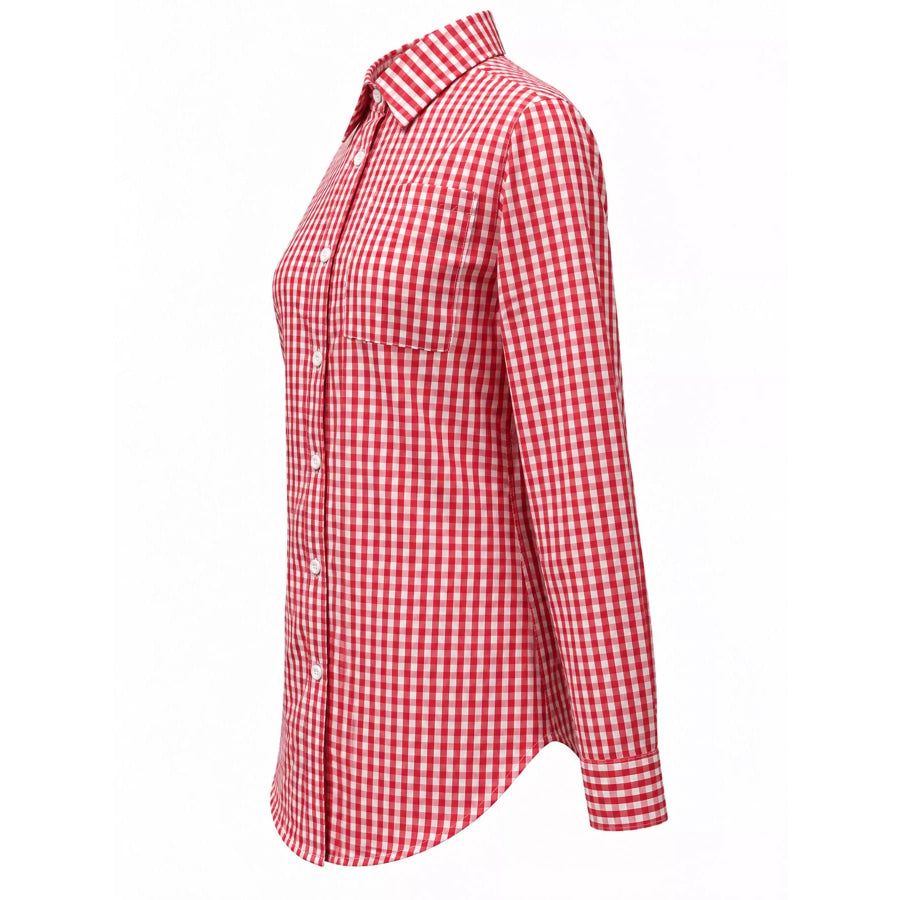 Plus Size Plaid Button-Down Long Sleeve Shirt Apparel and Accessories