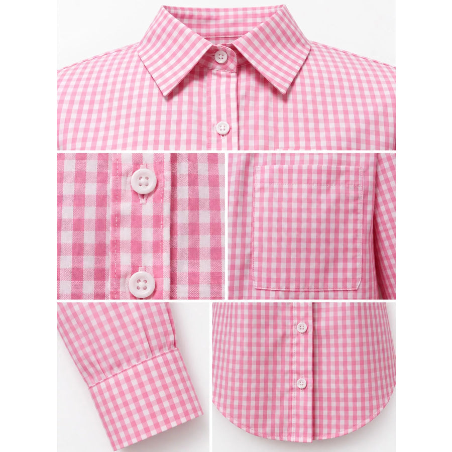 Plus Size Plaid Button-Down Long Sleeve Shirt Apparel and Accessories