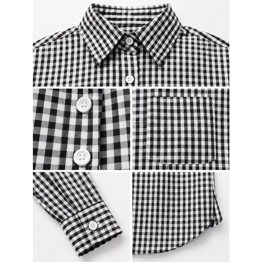 Plus Size Plaid Button-Down Long Sleeve Shirt Apparel and Accessories