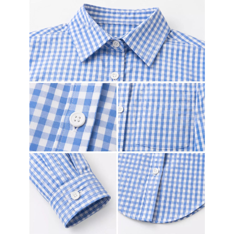 Plus Size Plaid Button-Down Long Sleeve Shirt Apparel and Accessories