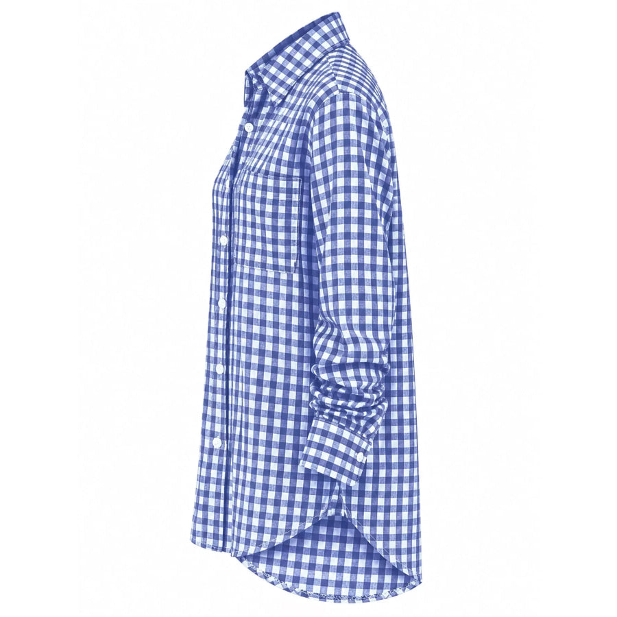 Plus Size Plaid Button-Down Long Sleeve Shirt Apparel and Accessories