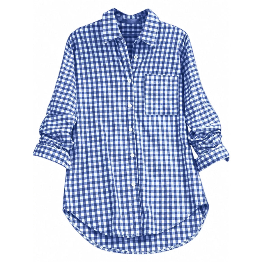 Plus Size Plaid Button-Down Long Sleeve Shirt Apparel and Accessories
