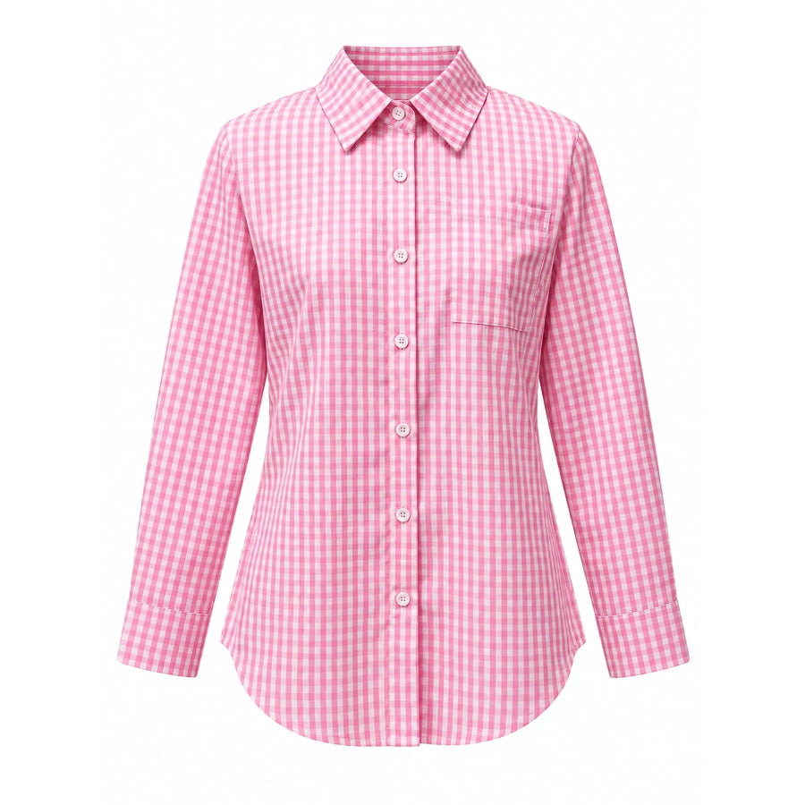 Plus Size Plaid Button-Down Long Sleeve Shirt Apparel and Accessories