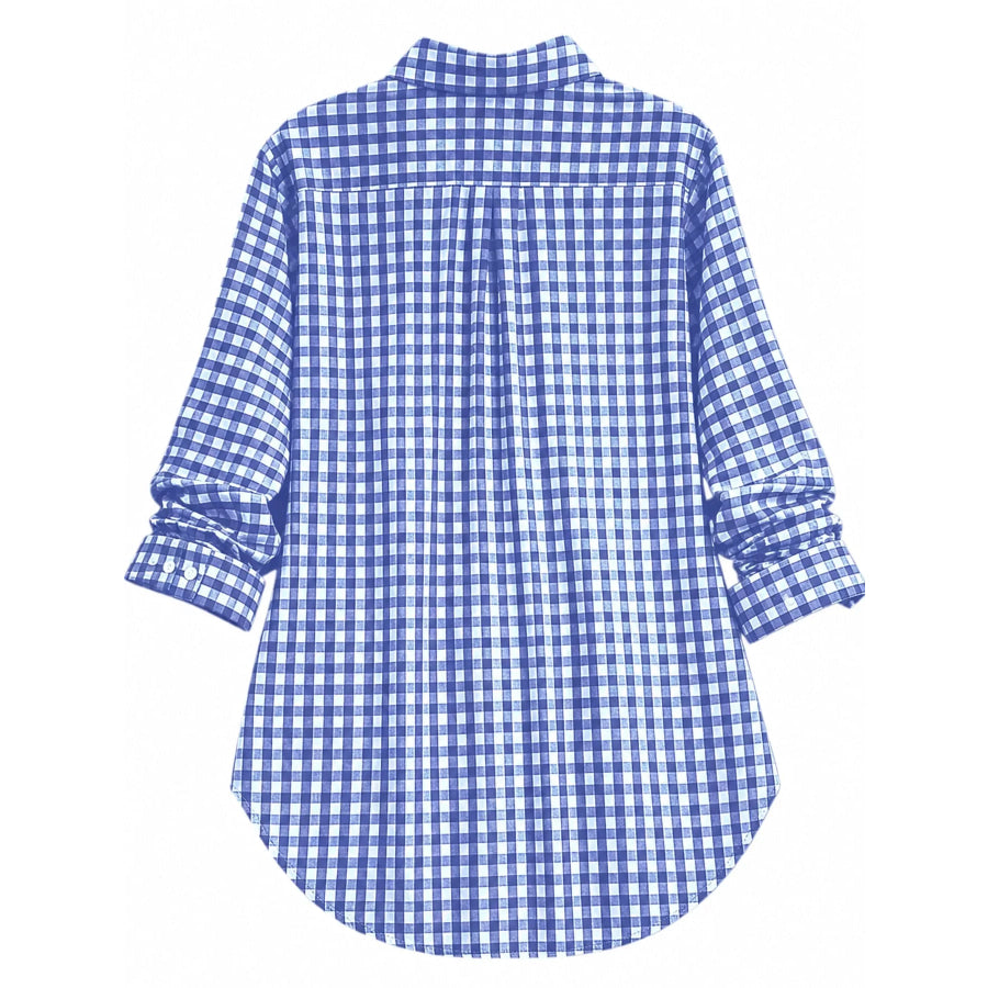 Plus Size Plaid Button-Down Long Sleeve Shirt Apparel and Accessories