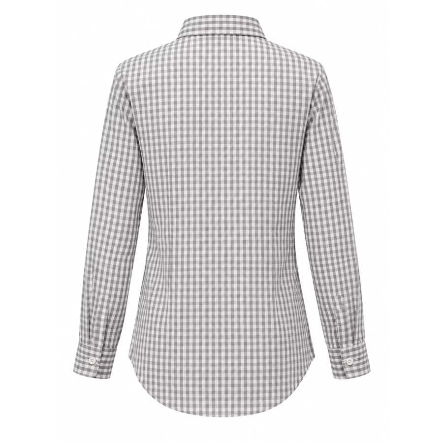 Plus Size Plaid Button-Down Long Sleeve Shirt Apparel and Accessories