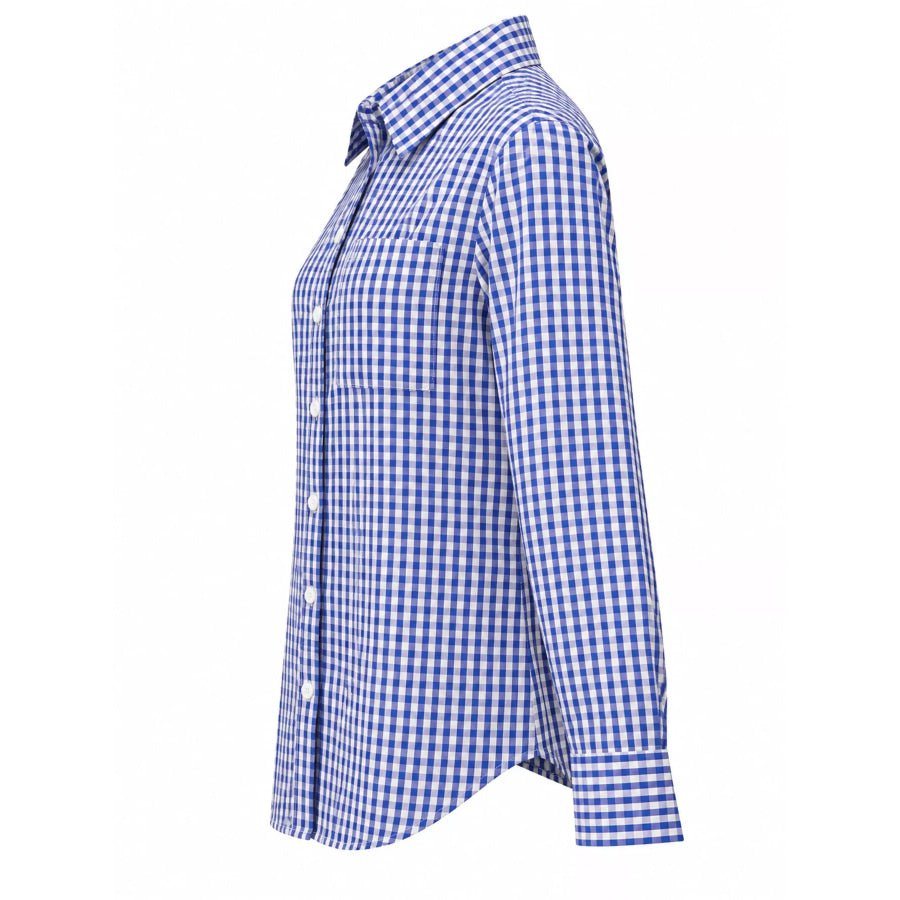 Plus Size Plaid Button-Down Long Sleeve Shirt Apparel and Accessories