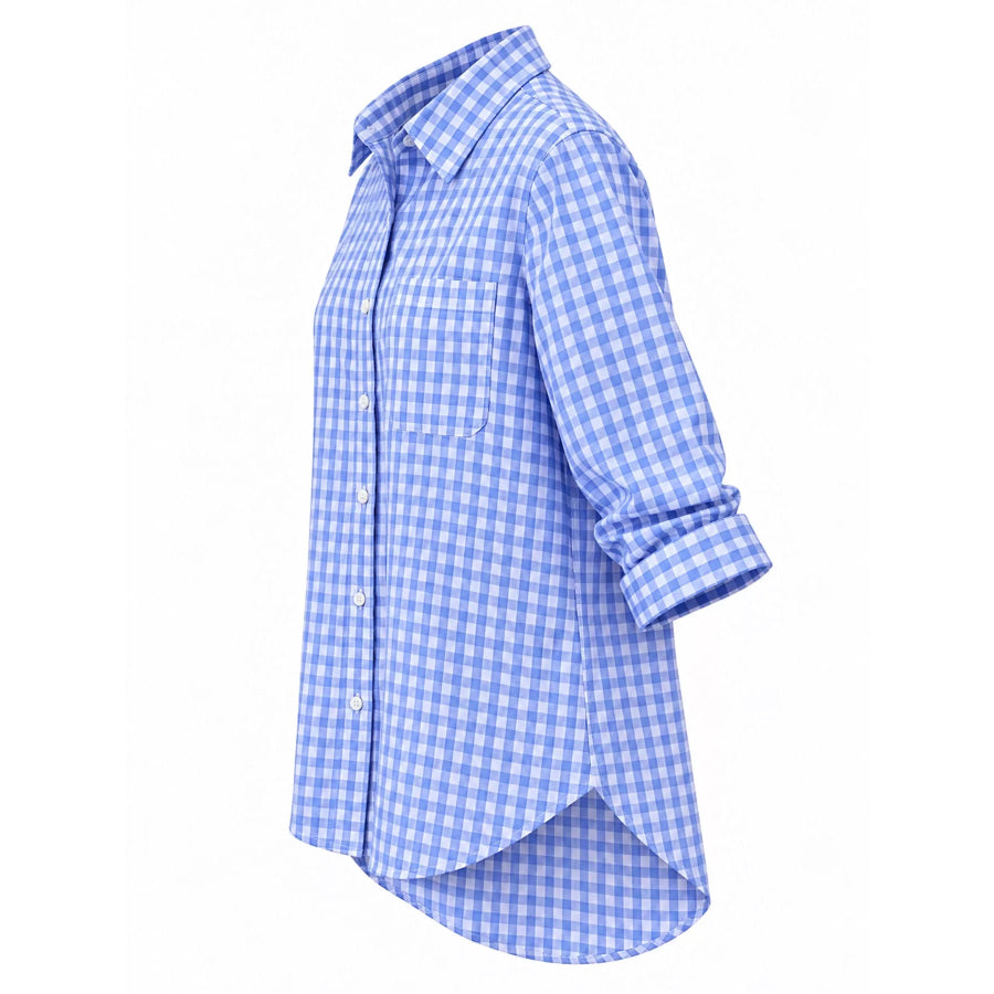Plus Size Plaid Button-Down Long Sleeve Shirt Apparel and Accessories